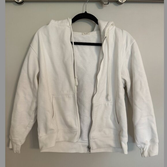 Brandy Melville White Zip-ip Hoodie - Picture 2 of 5